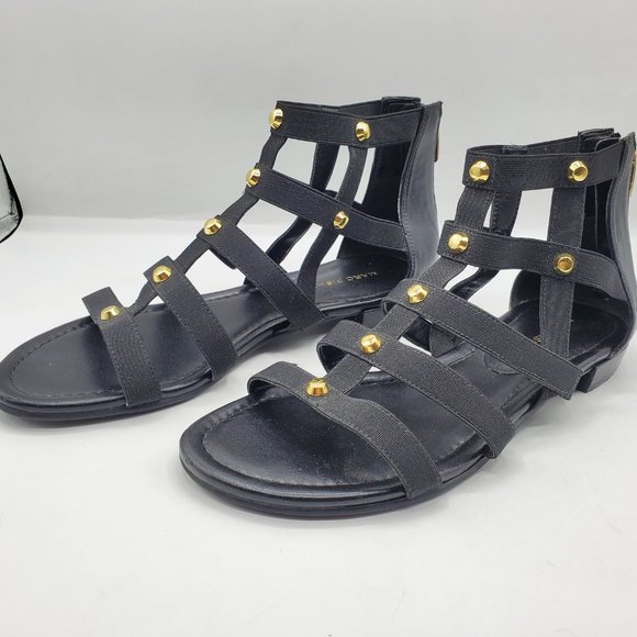 MARC FISHER PAMMY GOLD STUDDED GLADIATOR SANDALS - Picture 6 of 10